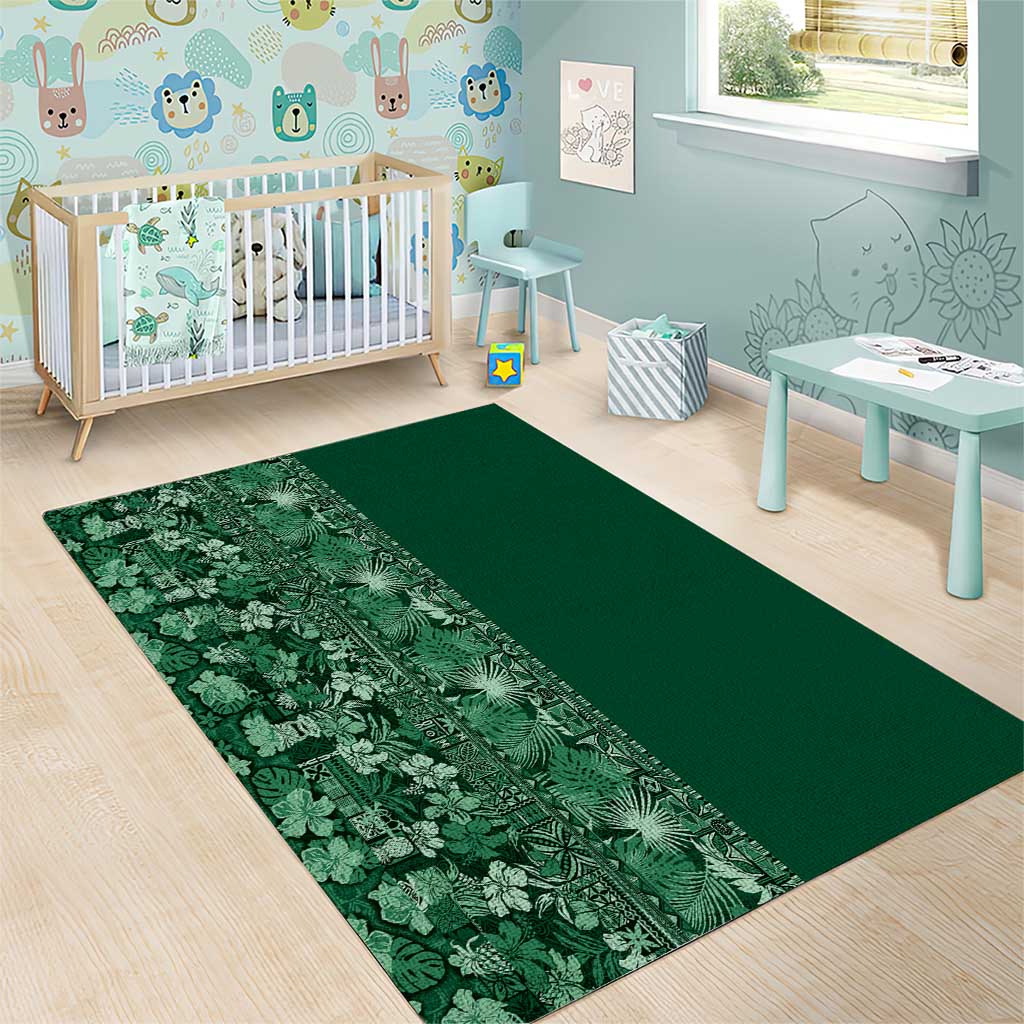 Hawaiian Tribal Elements Hibiscus Area Rug Green Pattern - Polynesian Pride