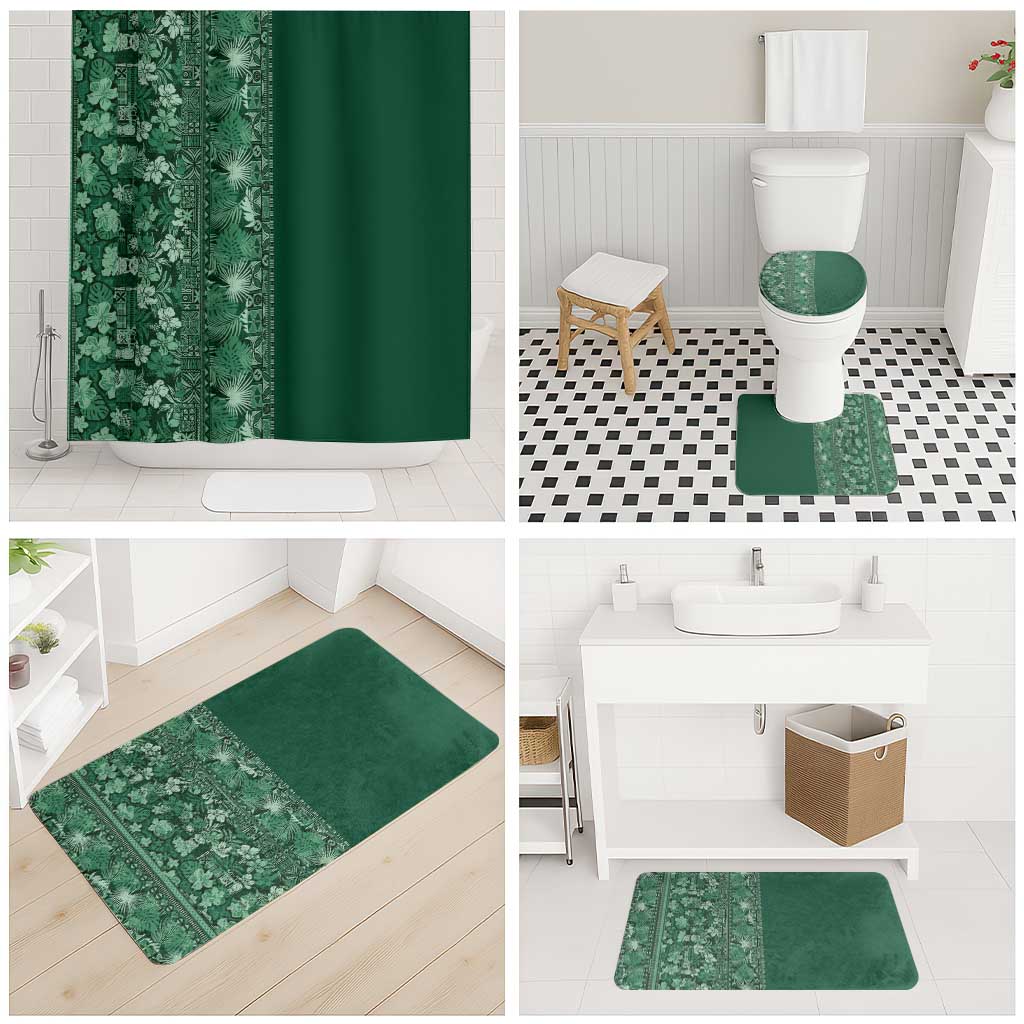Hawaiian Tribal Elements Hibiscus Bathroom Set Green Pattern - Polynesian Pride