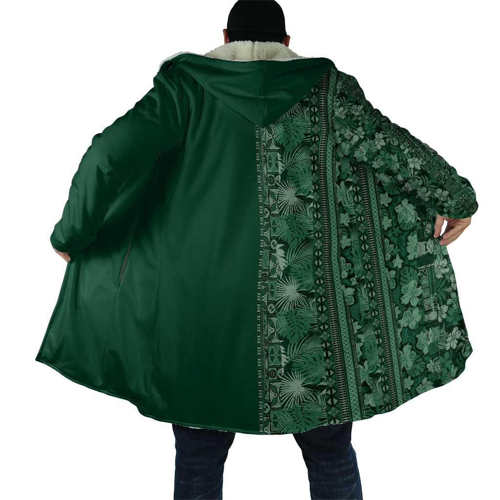 Hawaiian Tribal Elements Hibiscus Cloak Green Pattern - Polynesian Pride