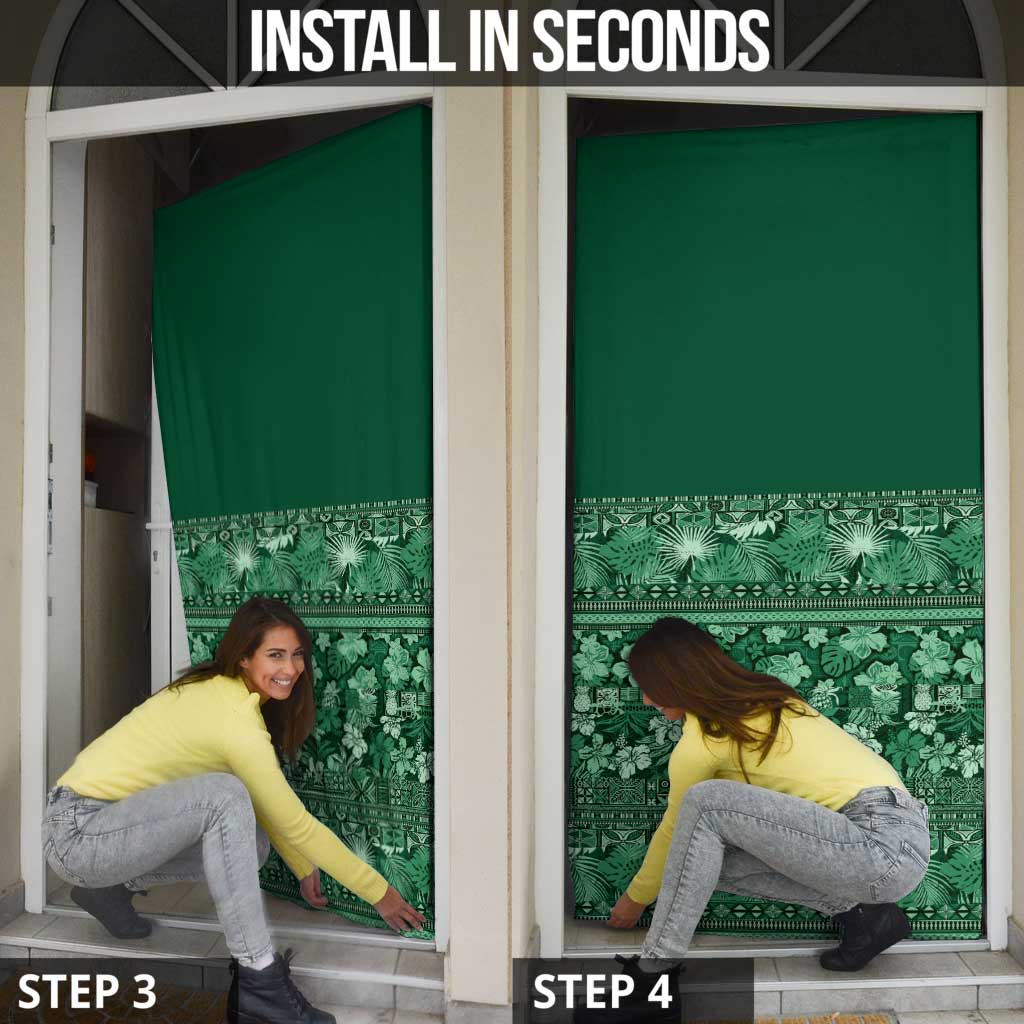 Hawaiian Tribal Elements Hibiscus Door Cover Green Pattern - Polynesian Pride