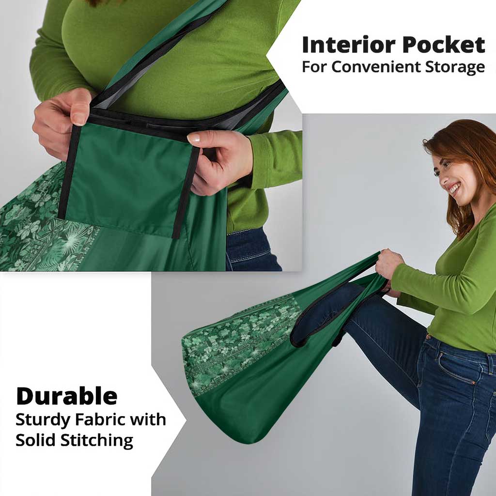 Hawaiian Tribal Elements Hibiscus Grocery Bag Green Pattern - Polynesian Pride