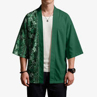 Hawaiian Tribal Elements Hibiscus Kimono Green Pattern - Polynesian Pride
