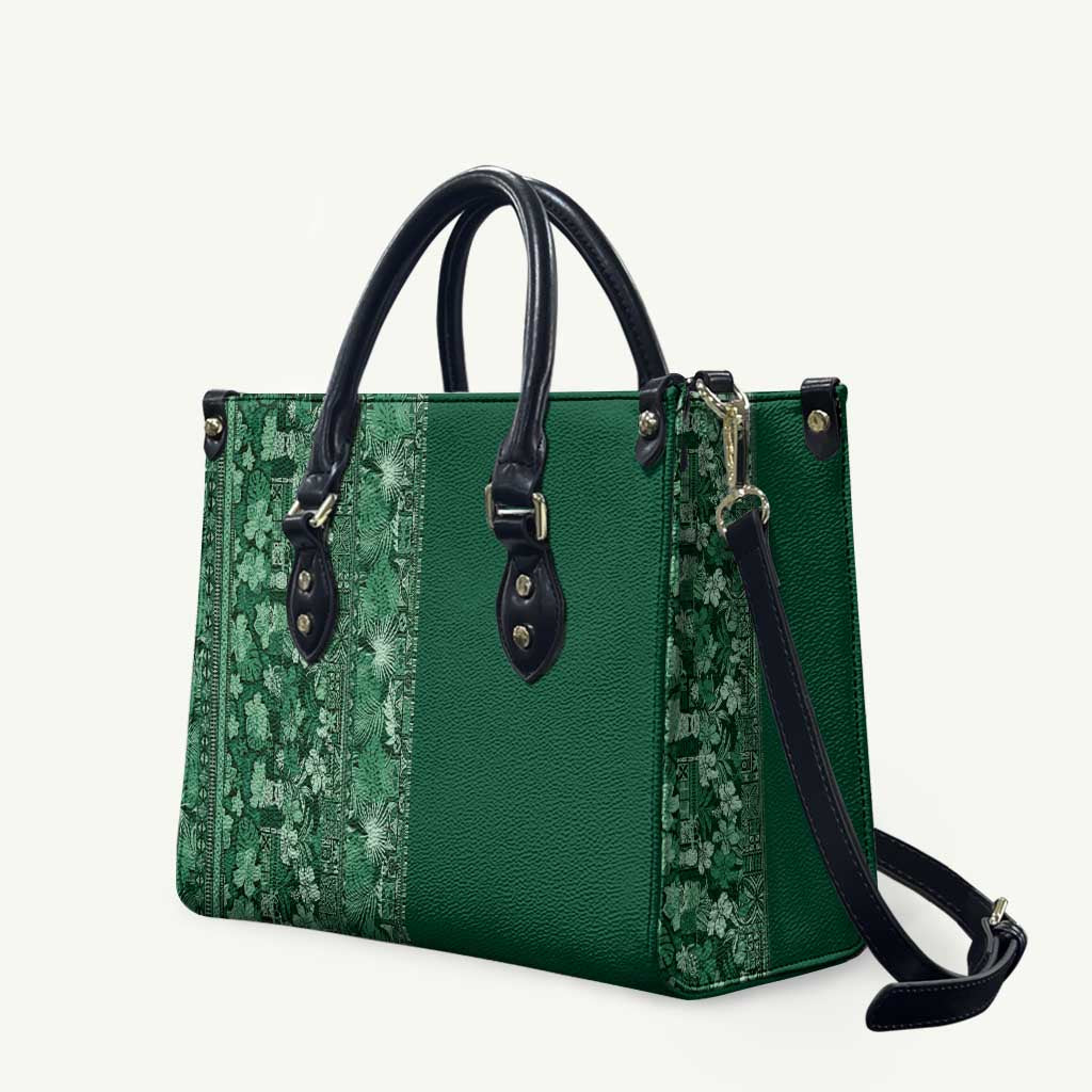Hawaiian Tribal Elements Hibiscus Leather Bag Green Pattern - Polynesian Pride