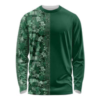 Hawaiian Tribal Elements Hibiscus Long Sleeve Shirt Green Pattern - Polynesian Pride