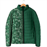 Hawaiian Tribal Elements Hibiscus Padded Jacket Green Pattern - Polynesian Pride
