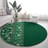 Hawaiian Tribal Elements Hibiscus Round Carpet Green Pattern - Polynesian Pride
