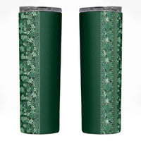 Hawaiian Tribal Elements Hibiscus Skinny Tumbler Green Pattern - Polynesian Pride