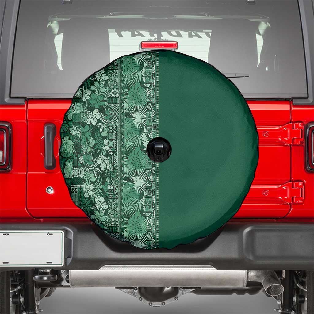 Hawaiian Tribal Elements Hibiscus Spare Tire Cover Green Pattern - Polynesian Pride