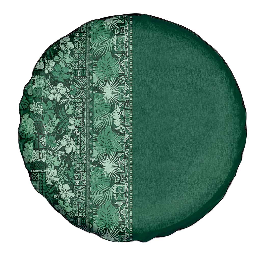 Hawaiian Tribal Elements Hibiscus Spare Tire Cover Green Pattern - Polynesian Pride