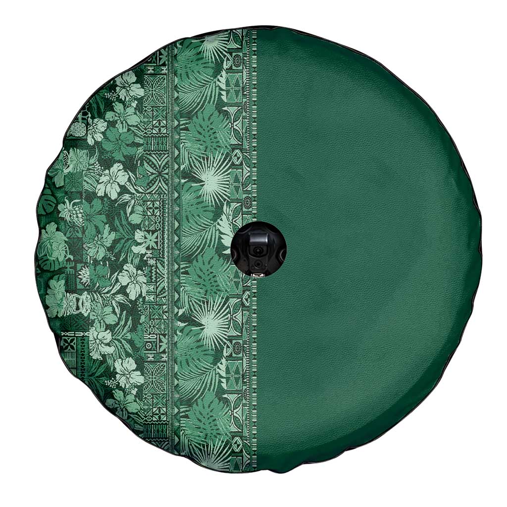 Hawaiian Tribal Elements Hibiscus Spare Tire Cover Green Pattern - Polynesian Pride