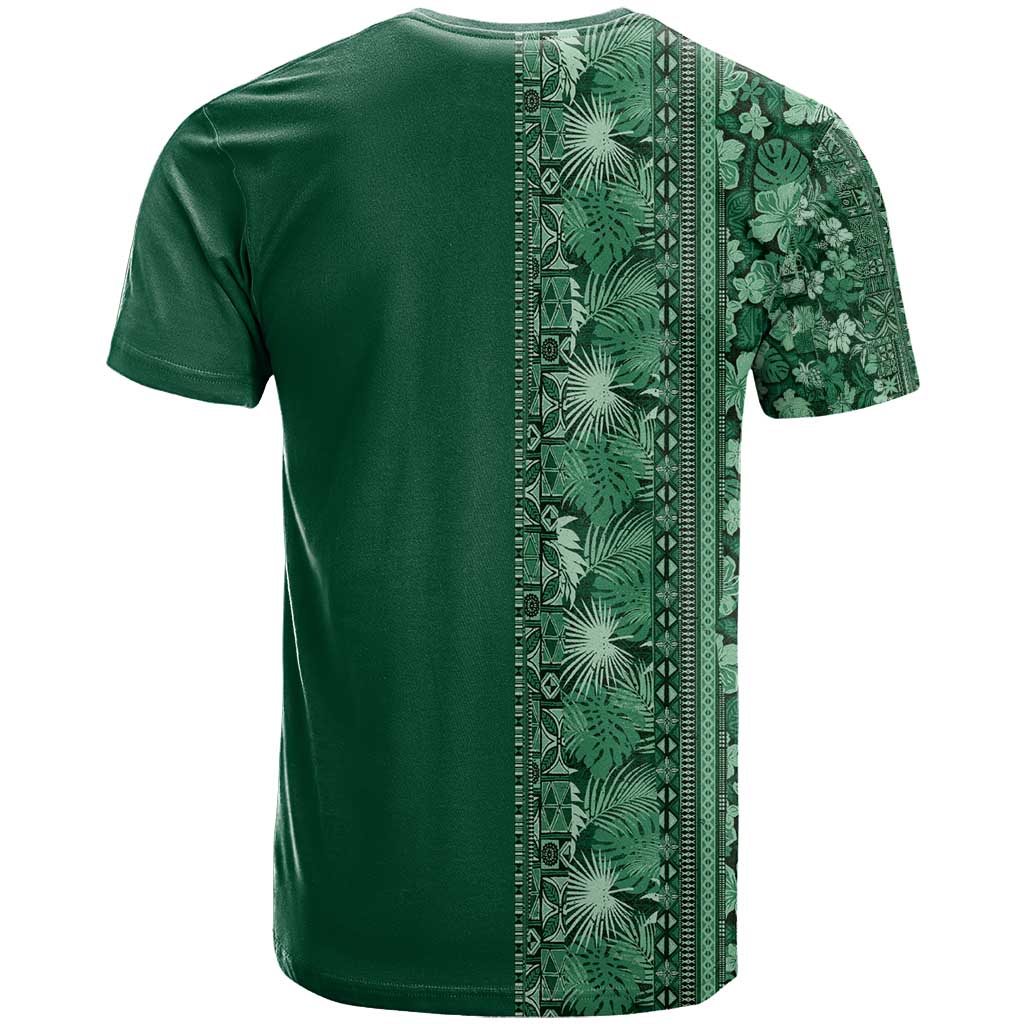 Hawaiian Tribal Elements Hibiscus T Shirt Green Pattern - Polynesian Pride
