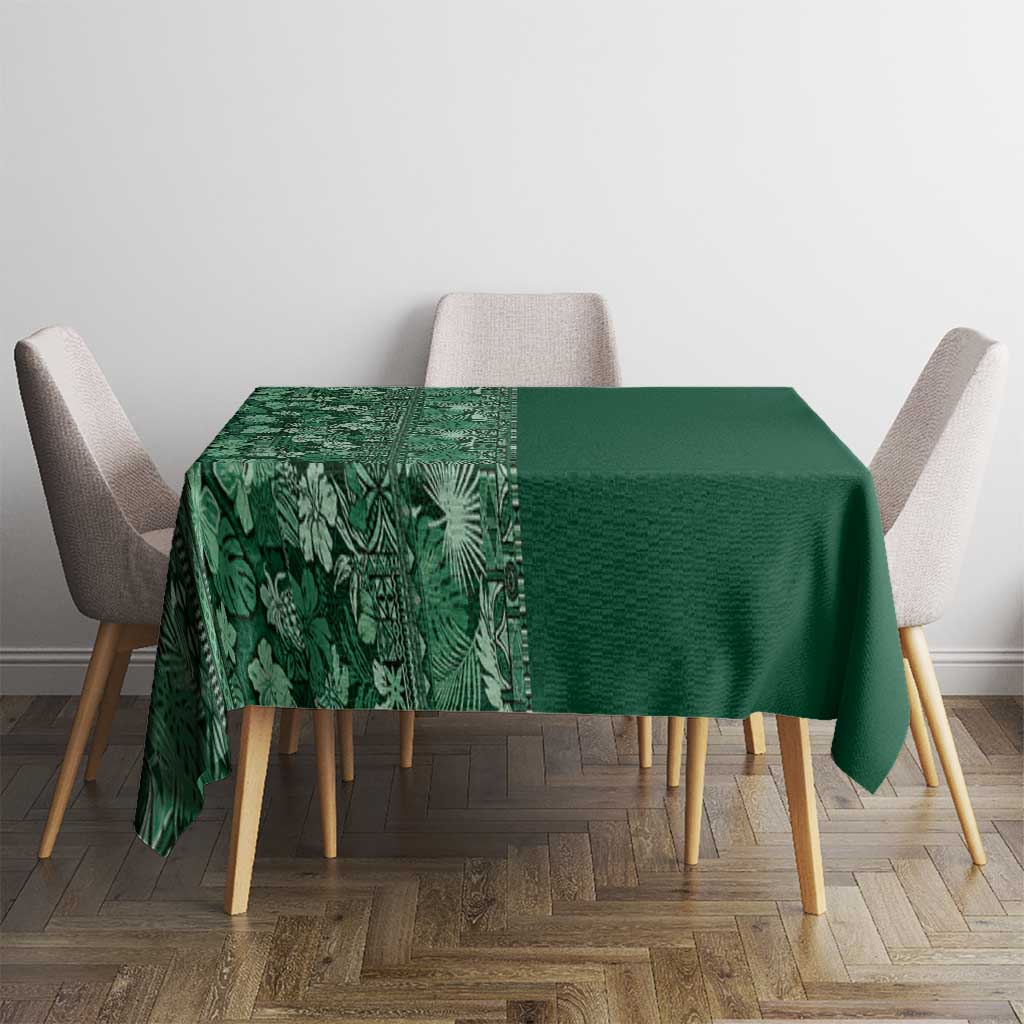 Hawaiian Tribal Elements Hibiscus Tablecloth Green Pattern - Polynesian Pride