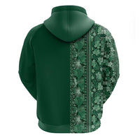 Hawaiian Tribal Elements Hibiscus Zip Hoodie Green Pattern - Polynesian Pride