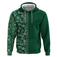 Hawaiian Tribal Elements Hibiscus Zip Hoodie Green Pattern - Polynesian Pride