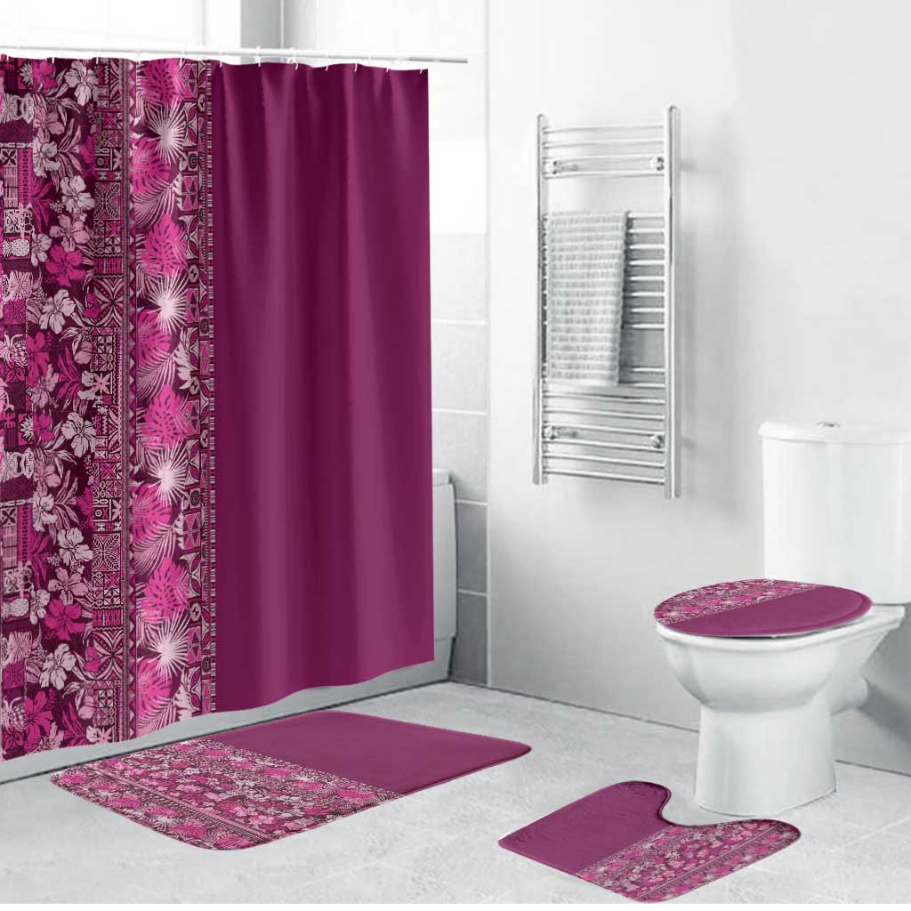 Hawaiian Tribal Elements Hibiscus Bathroom Set Pink Pattern - Polynesian Pride