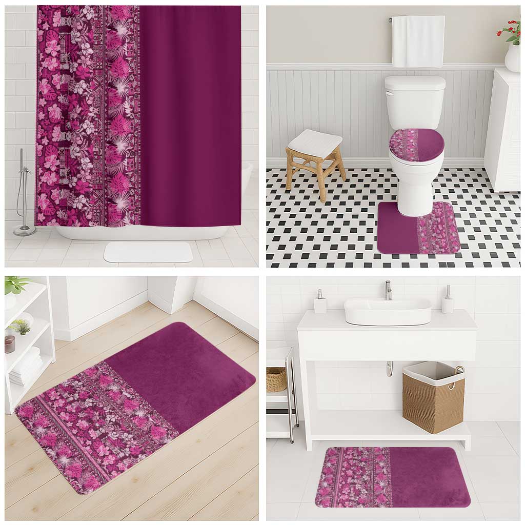Hawaiian Tribal Elements Hibiscus Bathroom Set Pink Pattern - Polynesian Pride