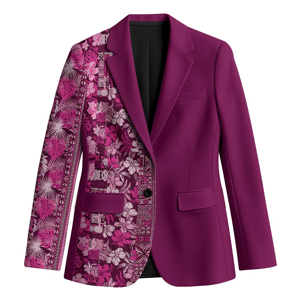 Hawaiian Tribal Elements Hibiscus Blazer Pink Pattern - Polynesian Pride