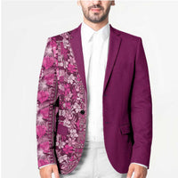 Hawaiian Tribal Elements Hibiscus Blazer Pink Pattern - Polynesian Pride