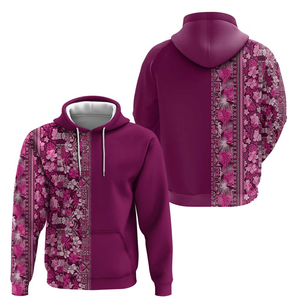 Hawaiian Tribal Elements Hibiscus Hoodie Pink Pattern - Polynesian Pride