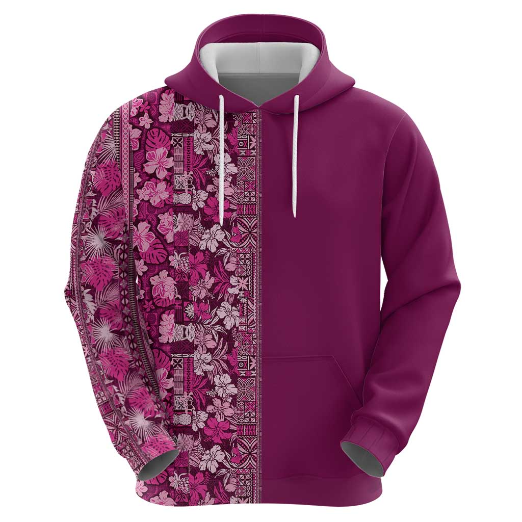 Hawaiian Tribal Elements Hibiscus Hoodie Pink Pattern - Polynesian Pride