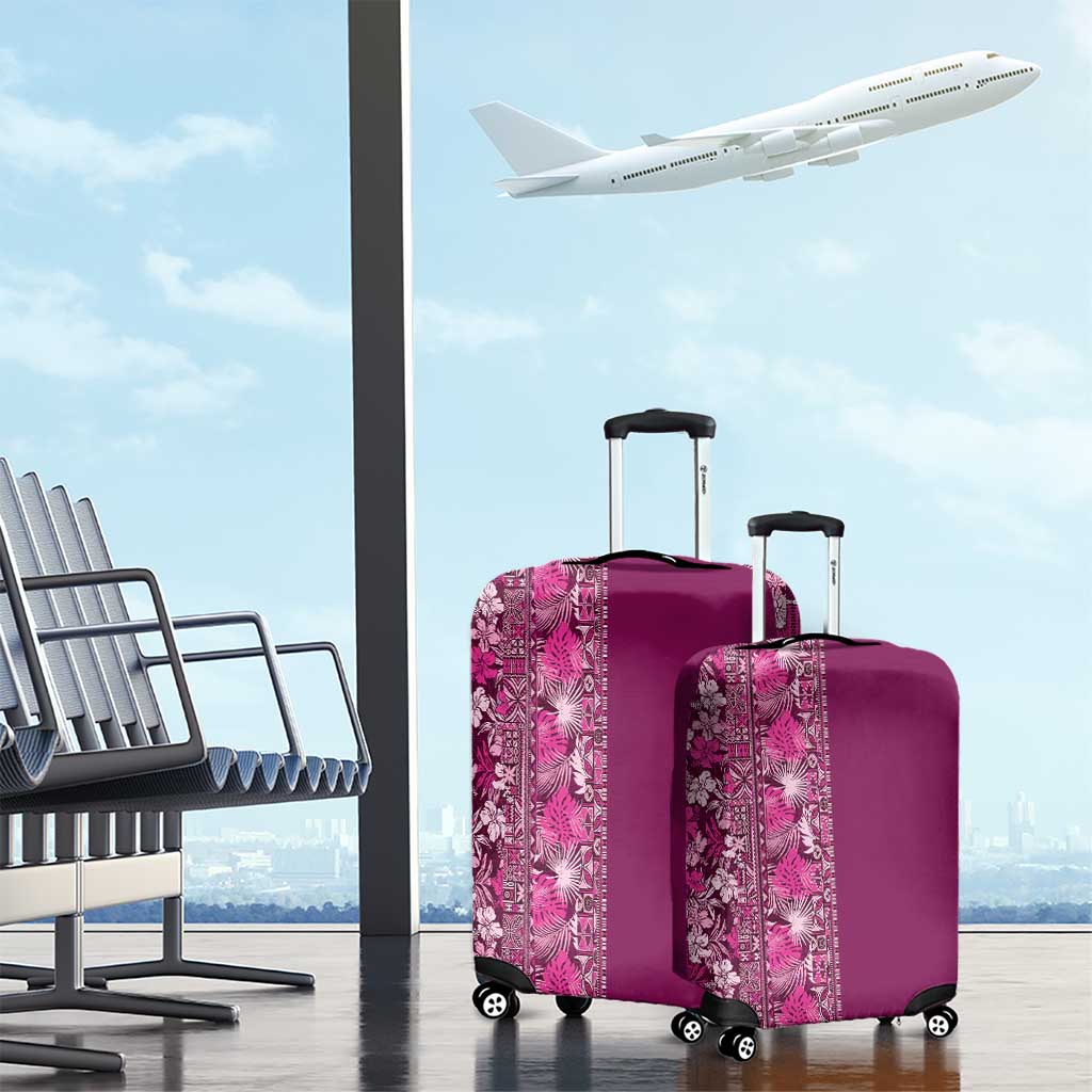 Hawaiian Tribal Elements Hibiscus Luggage Cover Pink Pattern - Polynesian Pride