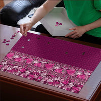 Hawaiian Tribal Elements Hibiscus Puzzle Pink Pattern - Polynesian Pride