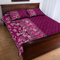 Hawaiian Tribal Elements Hibiscus Quilt Bed Set Pink Pattern - Polynesian Pride