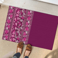 Hawaiian Tribal Elements Hibiscus Rubber Doormat Pink Pattern - Polynesian Pride