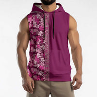 Hawaiian Tribal Elements Hibiscus Sleeveless Hoodie Pink Pattern - Polynesian Pride