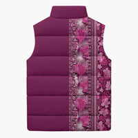 Hawaiian Tribal Elements Hibiscus Sleeveless Puffer Jacket Pink Pattern - Polynesian Pride