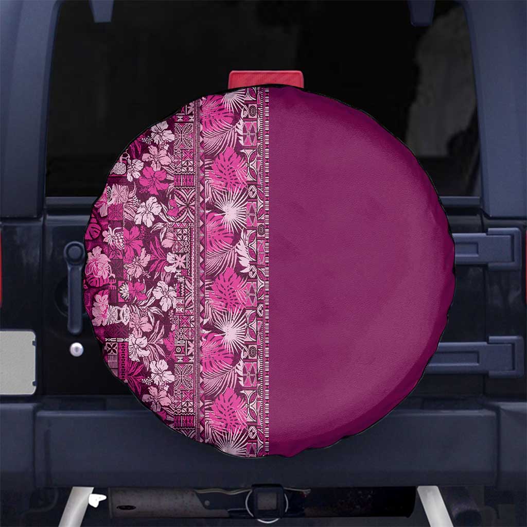 Hawaiian Tribal Elements Hibiscus Spare Tire Cover Pink Pattern - Polynesian Pride