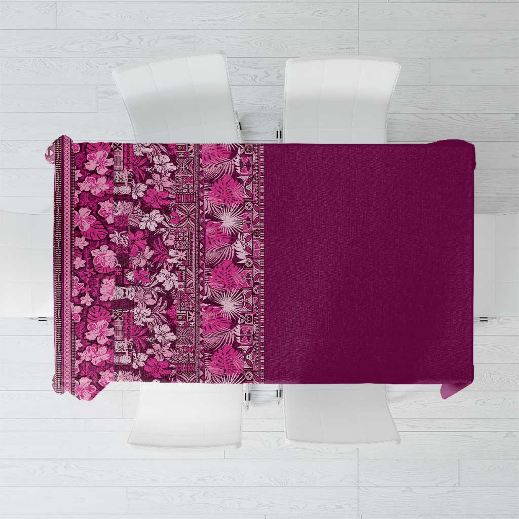 Hawaiian Tribal Elements Hibiscus Tablecloth Pink Pattern - Polynesian Pride