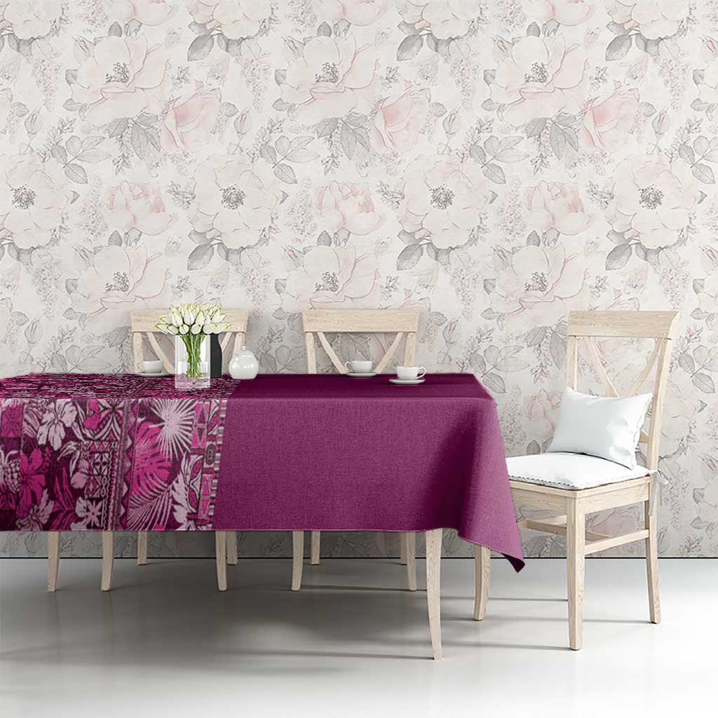 Hawaiian Tribal Elements Hibiscus Tablecloth Pink Pattern - Polynesian Pride