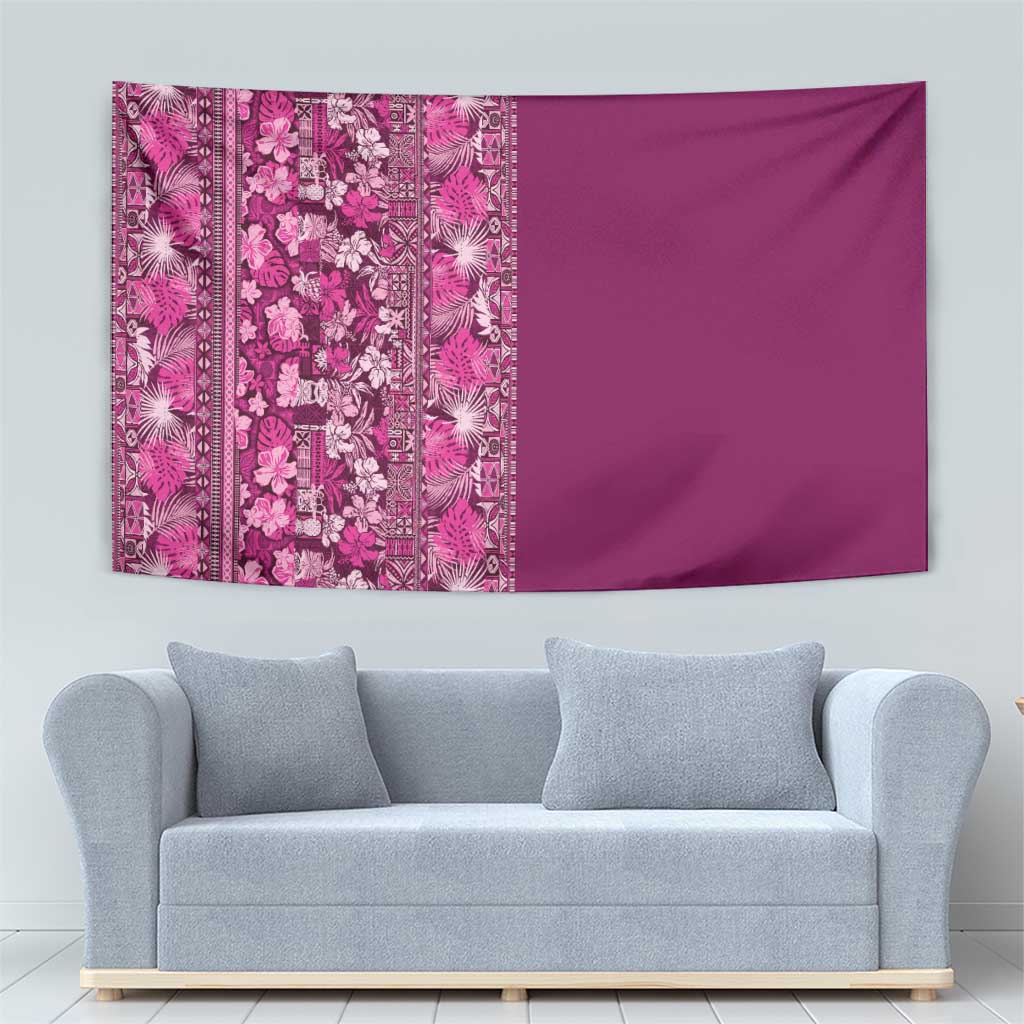 Hawaiian Tribal Elements Hibiscus Tapestry Pink Pattern - Polynesian Pride
