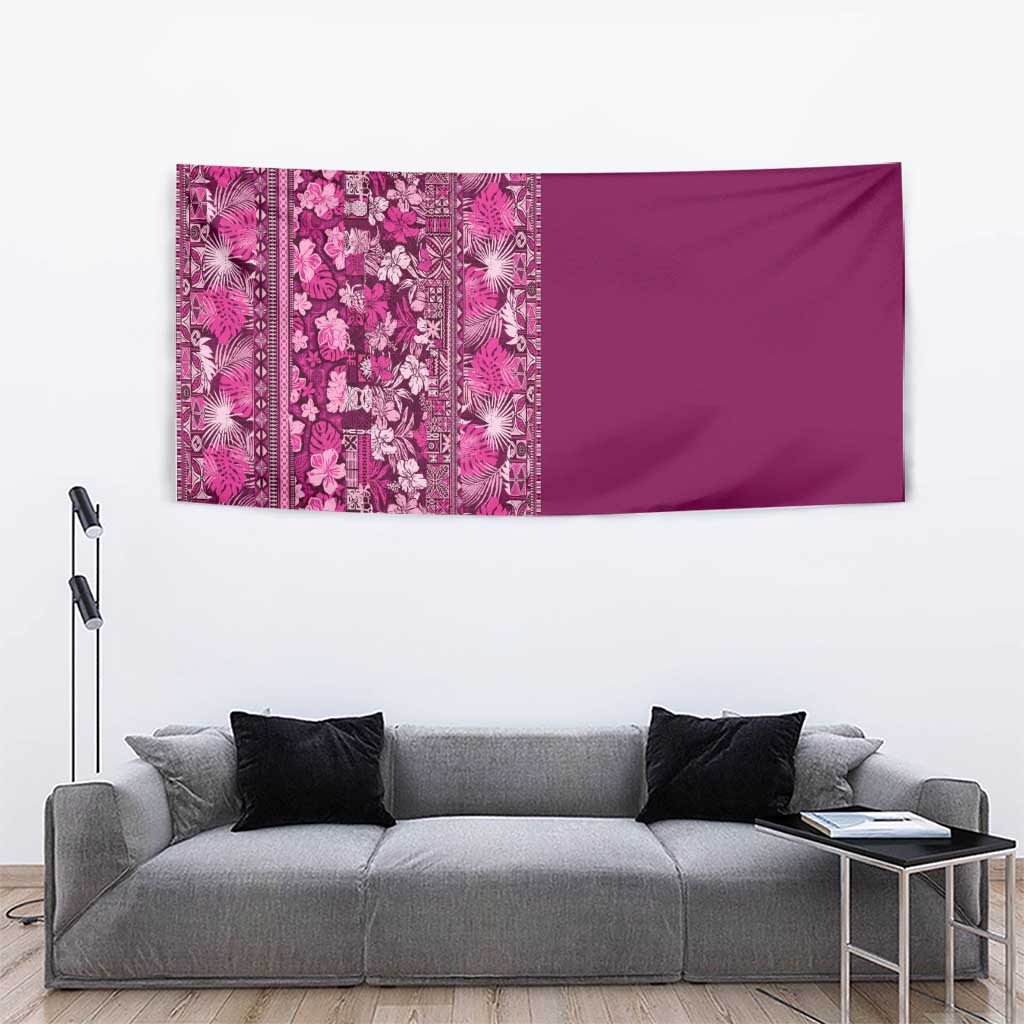 Hawaiian Tribal Elements Hibiscus Tapestry Pink Pattern - Polynesian Pride