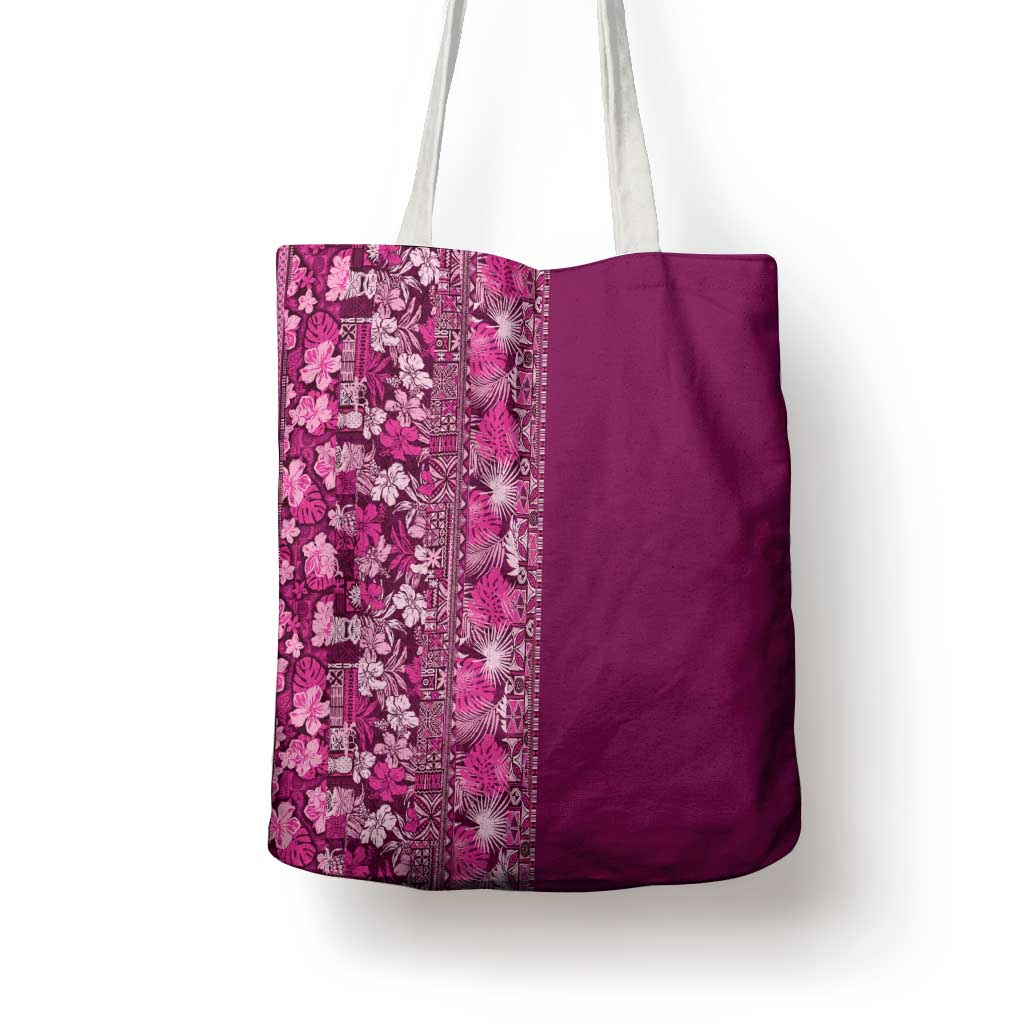Hawaiian Tribal Elements Hibiscus Tote Bag Pink Pattern - Polynesian Pride