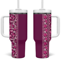 Hawaiian Tribal Elements Hibiscus Tumbler With Handle Pink Pattern - Polynesian Pride