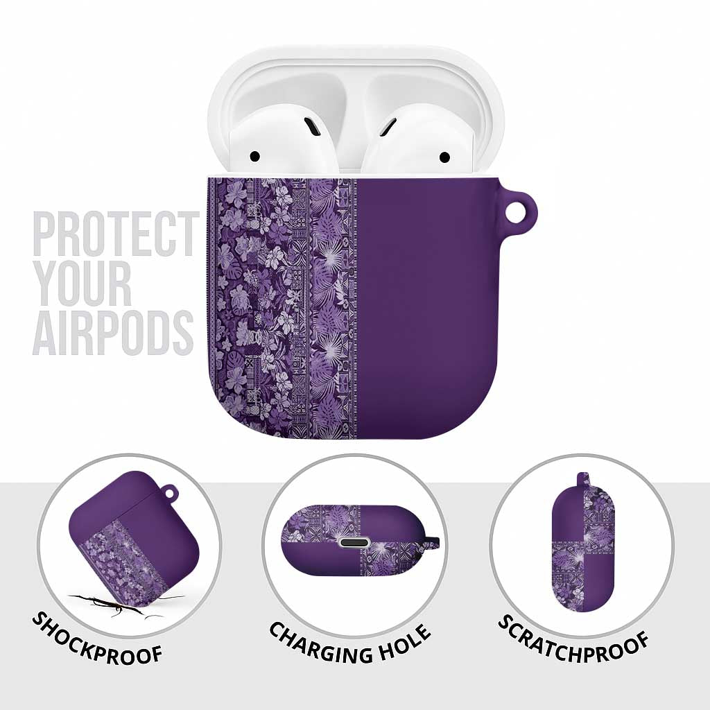 Hawaiian Tribal Elements Hibiscus AirPods Case Purple Pattern - Polynesian Pride