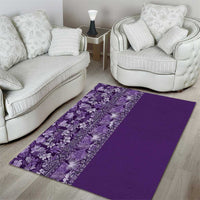 Hawaiian Tribal Elements Hibiscus Area Rug Purple Pattern - Polynesian Pride