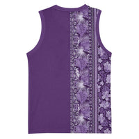 Hawaiian Tribal Elements Hibiscus Basketball Jersey Purple Pattern - Polynesian Pride