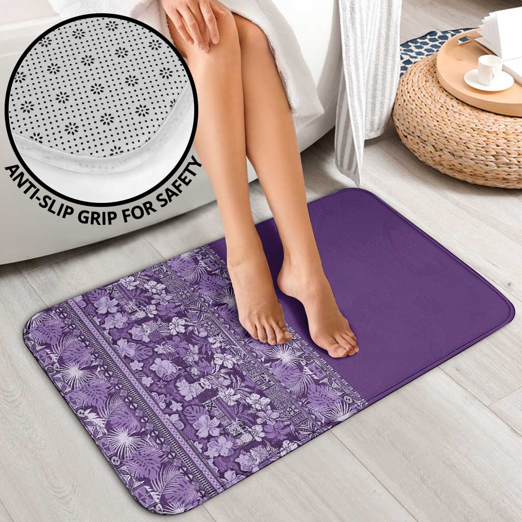 Hawaiian Tribal Elements Hibiscus Bathroom Set Purple Pattern - Polynesian Pride
