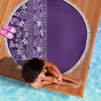 Hawaiian Tribal Elements Hibiscus Beach Blanket Purple Pattern - Polynesian Pride