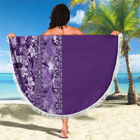Hawaiian Tribal Elements Hibiscus Beach Blanket Purple Pattern - Polynesian Pride