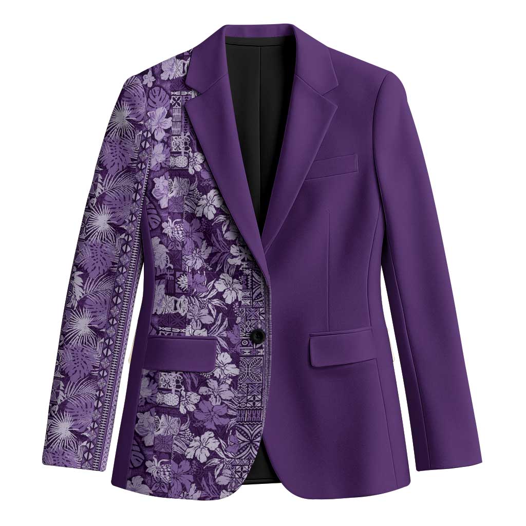 Hawaiian Tribal Elements Hibiscus Blazer Purple Pattern - Polynesian Pride