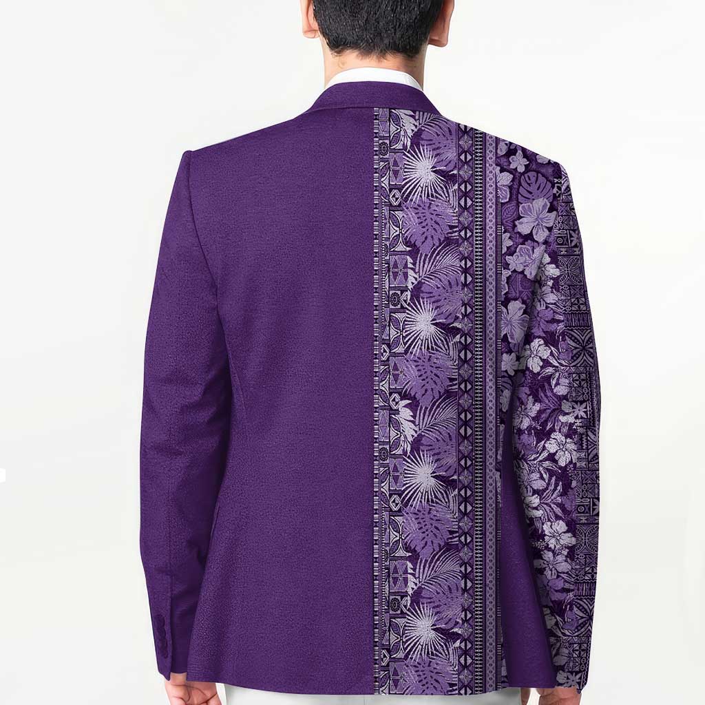 Hawaiian Tribal Elements Hibiscus Blazer Purple Pattern - Polynesian Pride