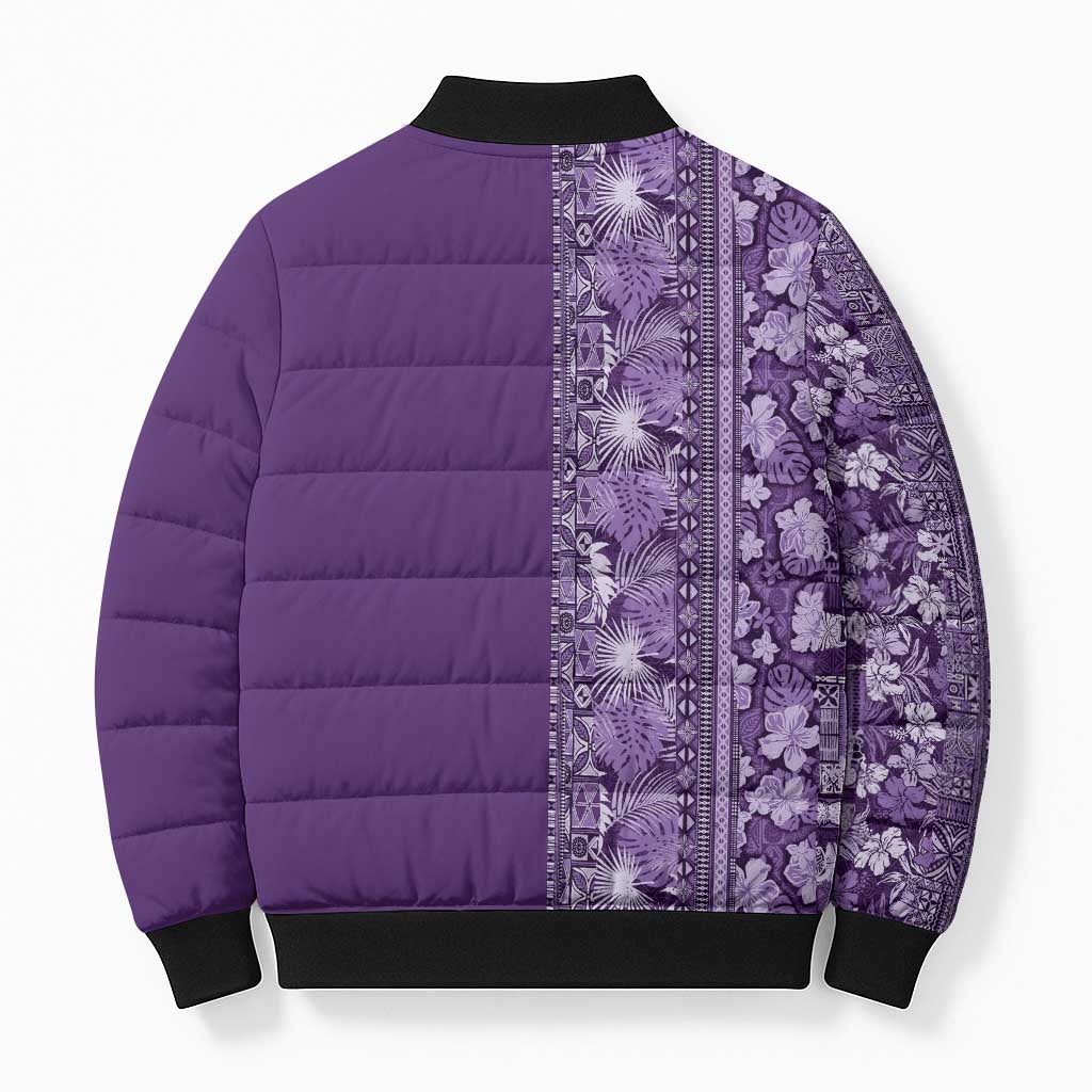 Hawaiian Tribal Elements Hibiscus Bomber Puffer Jacket Purple Pattern - Polynesian Pride