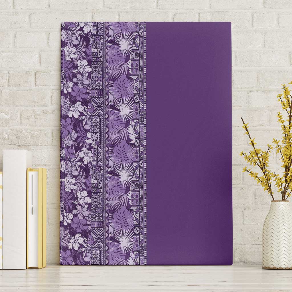 Hawaiian Tribal Elements Hibiscus Canvas Wall Art Purple Pattern - Polynesian Pride