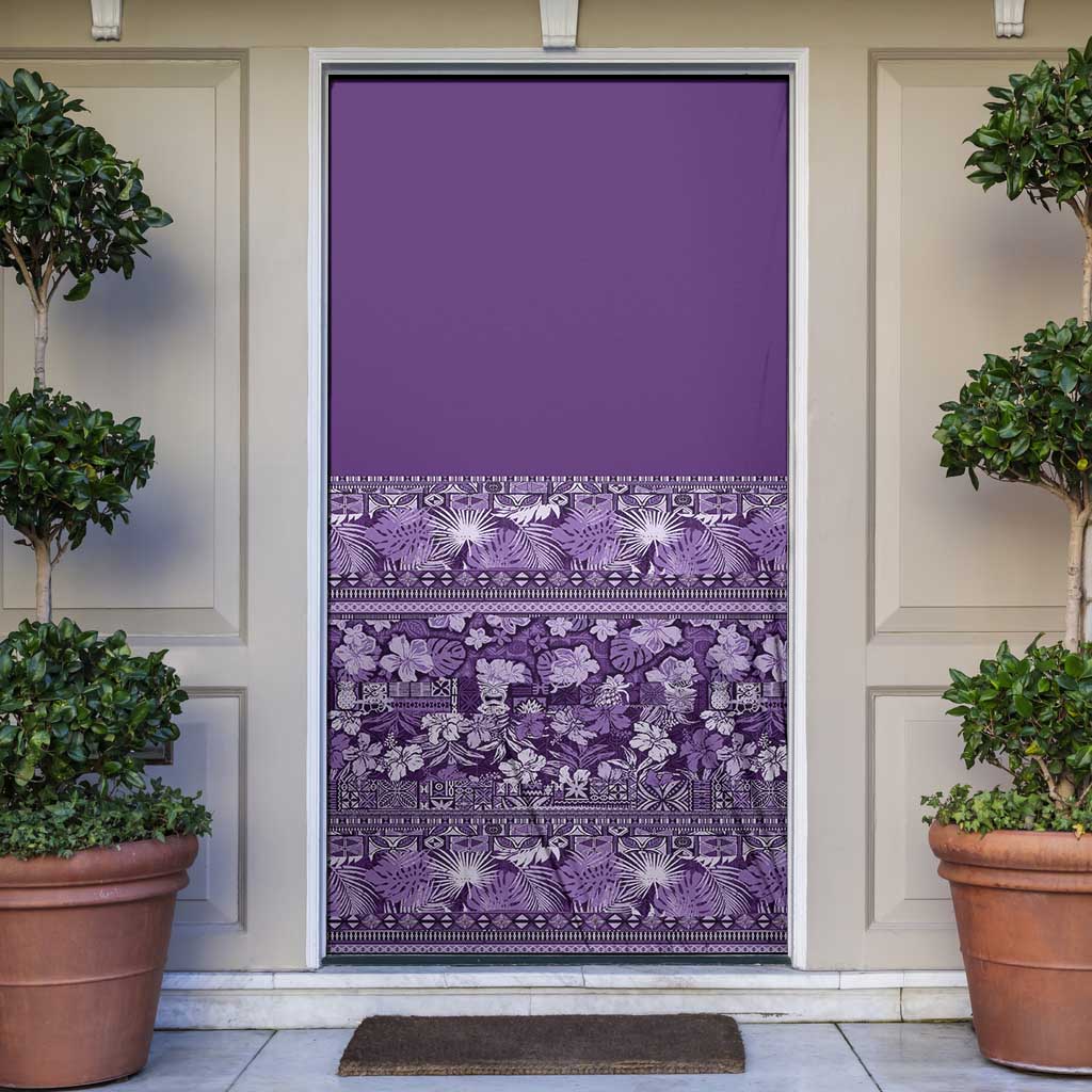 Hawaiian Tribal Elements Hibiscus Door Cover Purple Pattern - Polynesian Pride