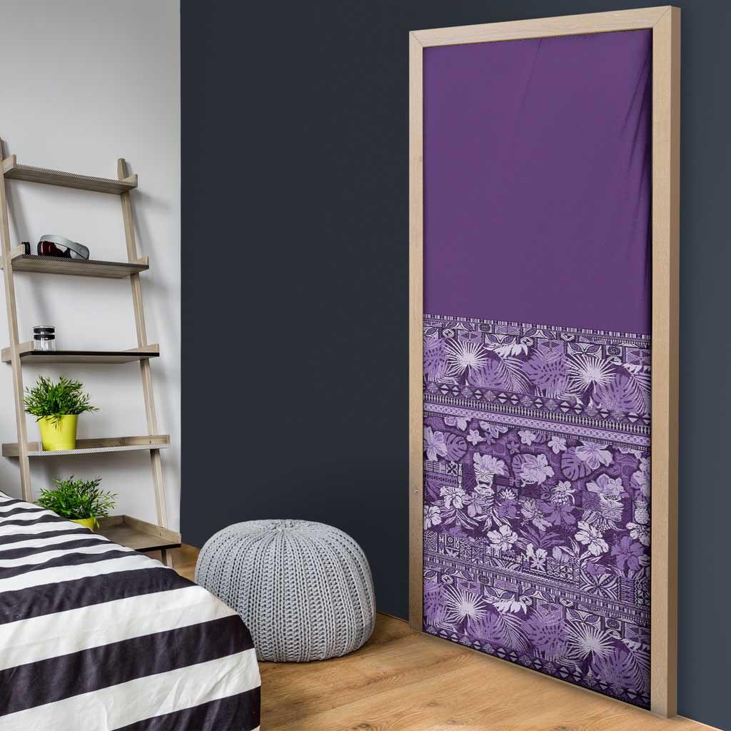 Hawaiian Tribal Elements Hibiscus Door Cover Purple Pattern - Polynesian Pride