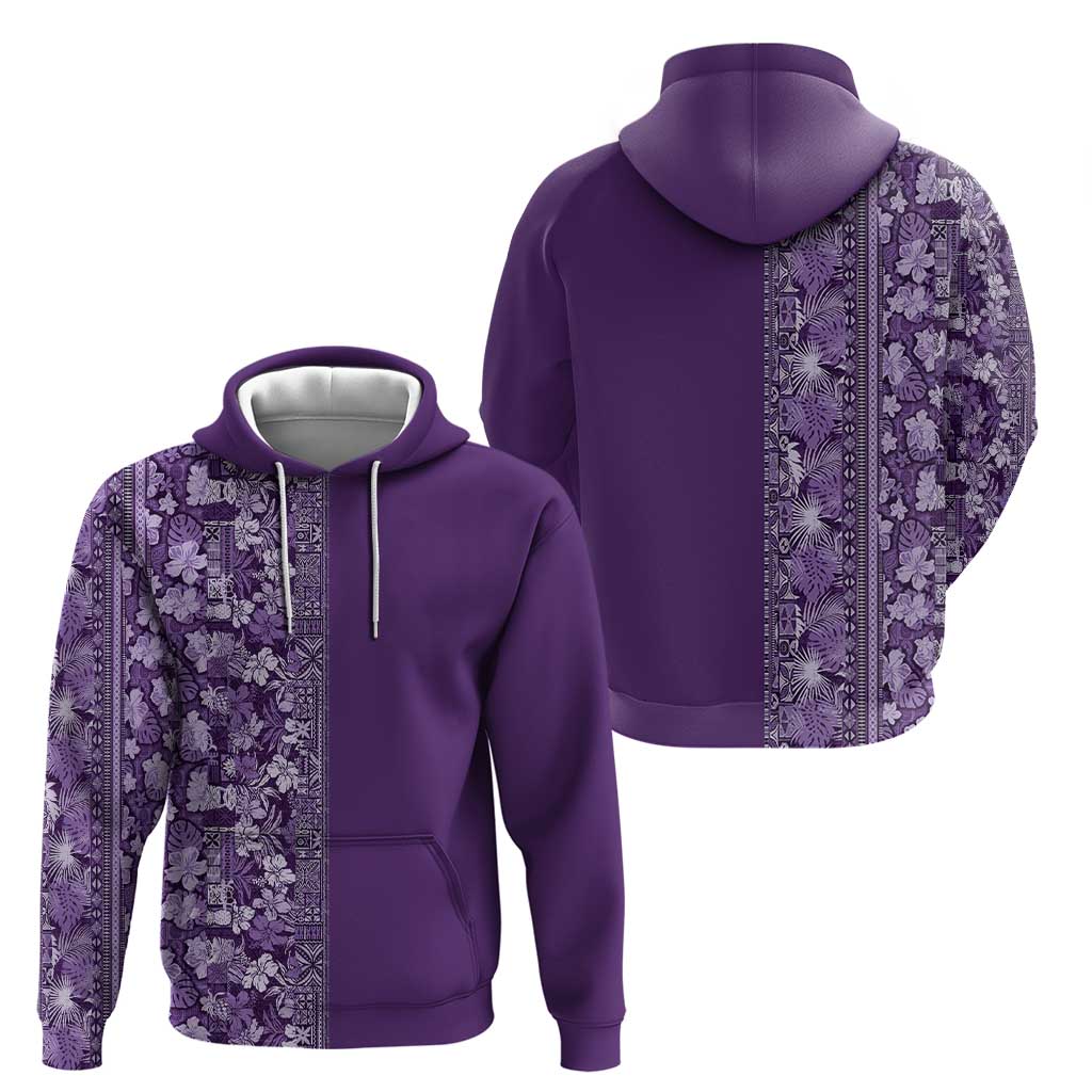 Hawaiian Tribal Elements Hibiscus Hoodie Purple Pattern - Polynesian Pride